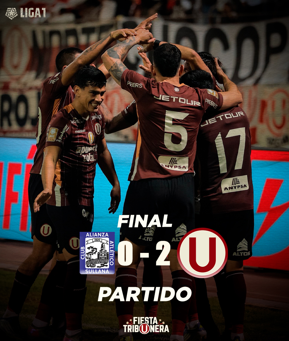 ⚽⚽¡𝗙𝗶𝗻𝗮𝗹 𝗱𝗲𝗹 𝗽𝗮𝗿𝘁𝗶𝗱𝗼!⚽⚽
📌 <a href="/alianzasullana_/">Alianza Atletico de Sullana</a> 0🆚 𝑼𝑵𝑰𝑽𝑬𝑹𝑺𝑰𝑻𝑨𝑹𝑰𝑶 2
🏆  <a href="/Liga1TeApuesto/">Liga1 Te Apuesto</a> 
🗣️ "𝙅𝙪𝙣𝙩𝙤𝙨 𝙝𝙖𝙨𝙩𝙖 𝙚𝙡 𝙛𝙞𝙣𝙖𝙡"
#YDaleU #AASxU
