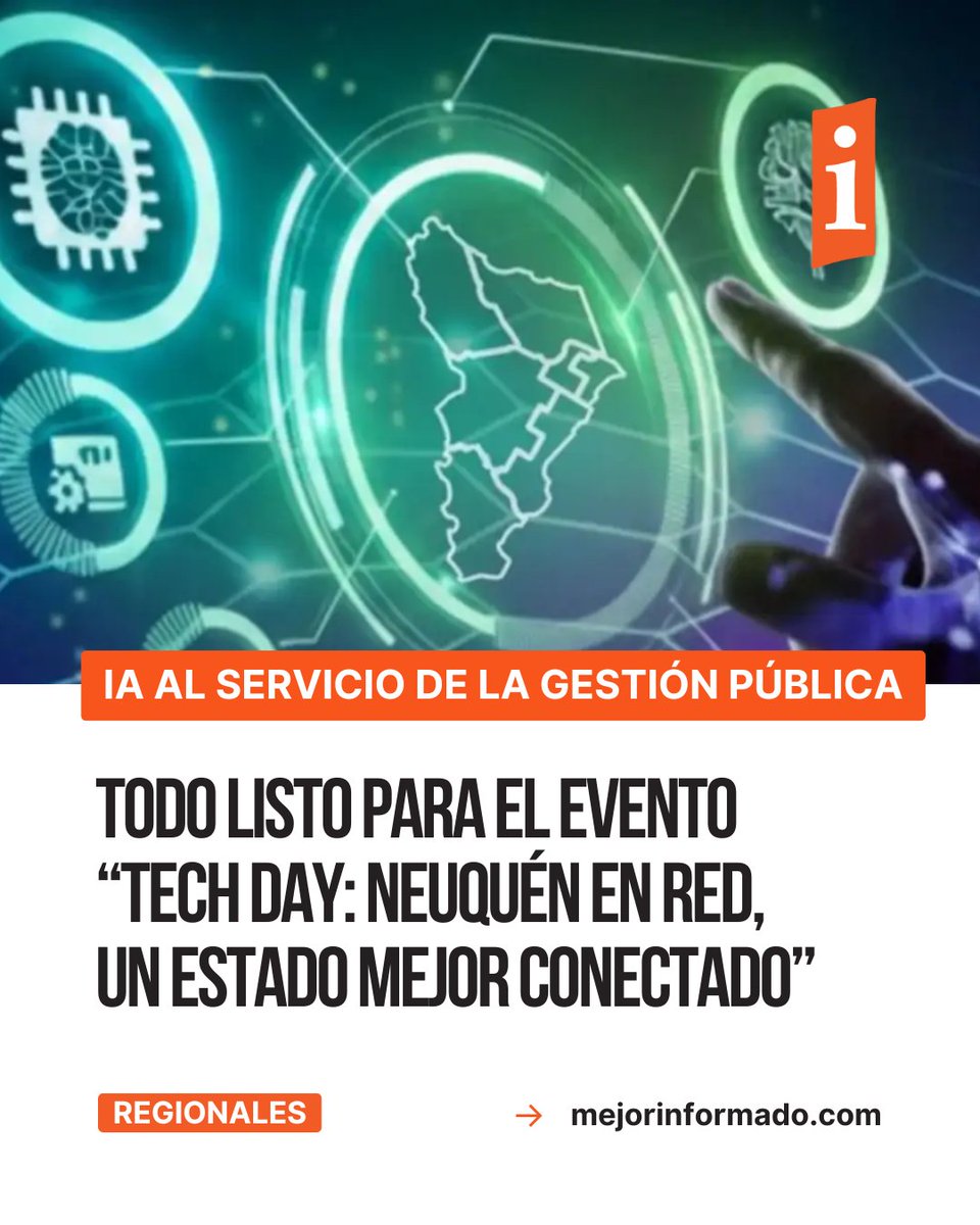 🤖 Neuquén pone en marcha Tech Day: IA al servicio de la gestión pública

🙋‍♂️ El evento reunirá a especialistas, empresas y referentes de gobiernos digitales, en un espacio de intercambio que apunta a transformar la administración pública.

🔗 La nota ➡️ lc.cx/QPqZQI