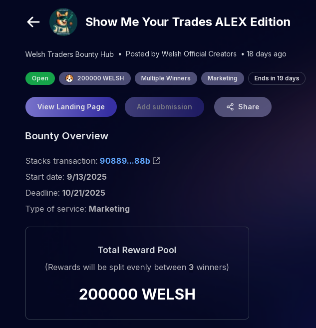 ALEXLabBTC's tweet image. 📈 Trade Your Way to 200K $WELSH 👀

🏆 200,000 $WELSH are going to 3 winners with the latest @zeroauthdao bounty👉 zeroauthoritydao.com/bounty/landing…

🔸 Share proof of your trades on ALEX
🔸 Explain your strategy
🔸 Highlight the power of $WELSH 
🔸 Tag @Welsh_Community + @ALEXLabBTC 

📅…