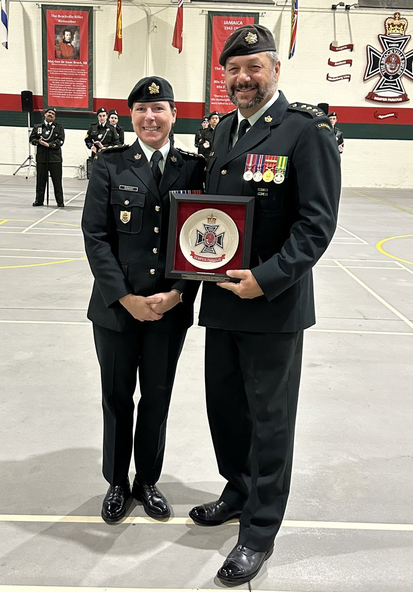 SteveClarkPC's tweet photo. Honoured to attend tonight’s Change of Command Ceremony for 113 The Brockville Rifles Royal Canadian Army Cadet Corps at the Brockville Armouries.
Congratulations to incoming Capt. Patricia Bonacci and thank you to Capt. Peter Ruttan for your leadership. 
We are so proud the have The Rifles in our community, bravely defending Canada, Canadians, and the values for which we stand. 
🇨🇦
