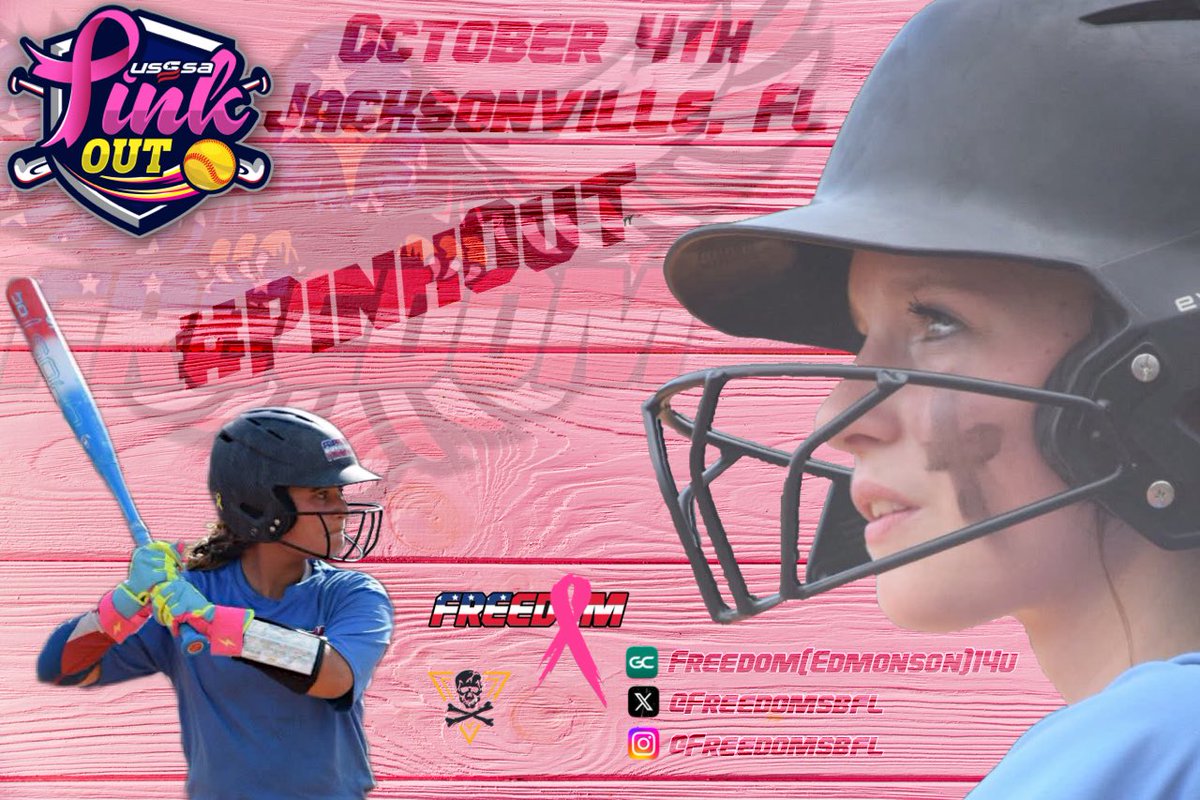 Freedom(Edmonson)14u back in action this Saturday in Florida Georgia USSSA #pinkout tournament in Jacksonville,Fl. Watch all the games live on GameChanger or follow us on our social media. ALL ABOUT THE GIRLS SOFTBALL #Freedom #softball <a href="/FREEDOMSBFL/">FREEDOM SOFTBALL</a>
