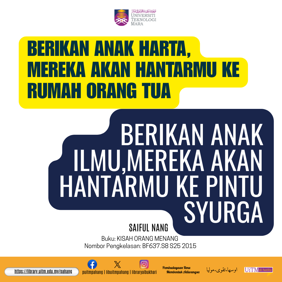 LibUiTMPahang's tweet image. Sila ikuti maklumat terkini dilaman web rasmi kami di
library.uitm.edu.my/pahang
#libphg
#pabmembaca
#libraryforall
#PembudayaanIlmuMembentukAdiwangsa
LIKE & FOLLOW FACEBOOK Perpustakaan Al-Bukhari:
facebook.com/library.uitm.p…