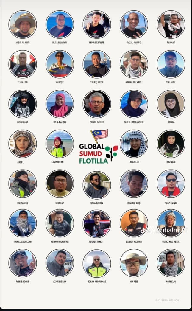 fiihazmii's tweet photo. Remember these names. 

Mereka semua ada tahap keberanian yang sangat tinggi for Global Sumud Flotilla Mission. #Pray4Them https://t.co/uYn7uOXMbb