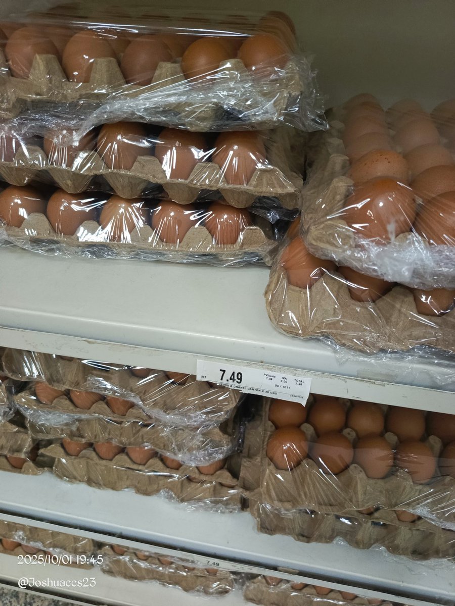 La semana pasada fui al plaza a comprar un cartón de huevos. Estaban en 5,56$ más o menos por allí. Hoy voy y me encuentro con ese precio. Quede así 🫨
#Venezuela