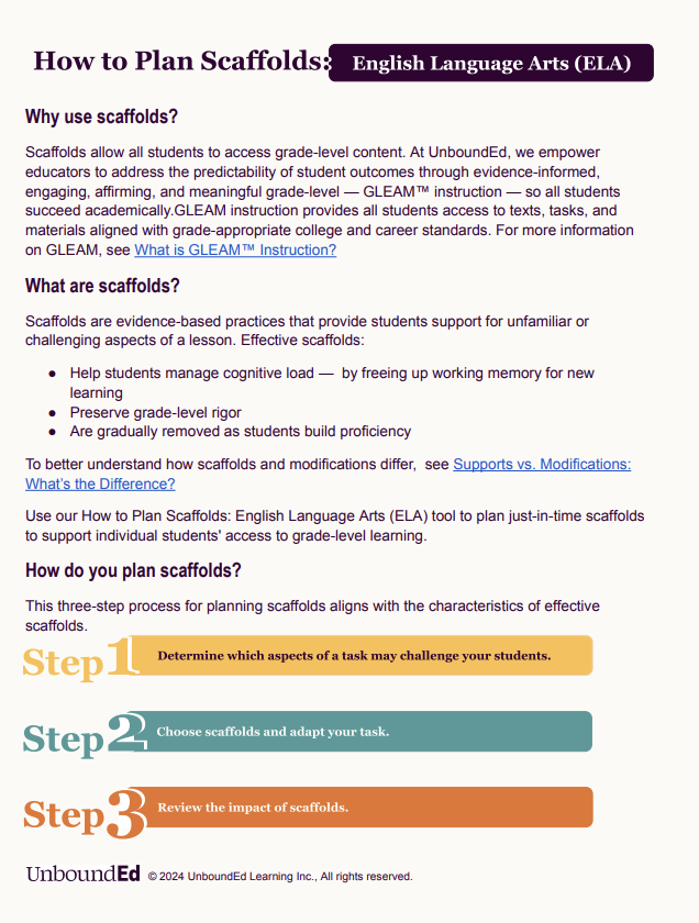 teacher2teacher's tweet image. Scaffolds play an essential role in Ss&apos; mastery of new content. 

Here&apos;s how UnboundEd suggests setting them up: unbounded.org/wp-content/upl…

#StudentSuccess