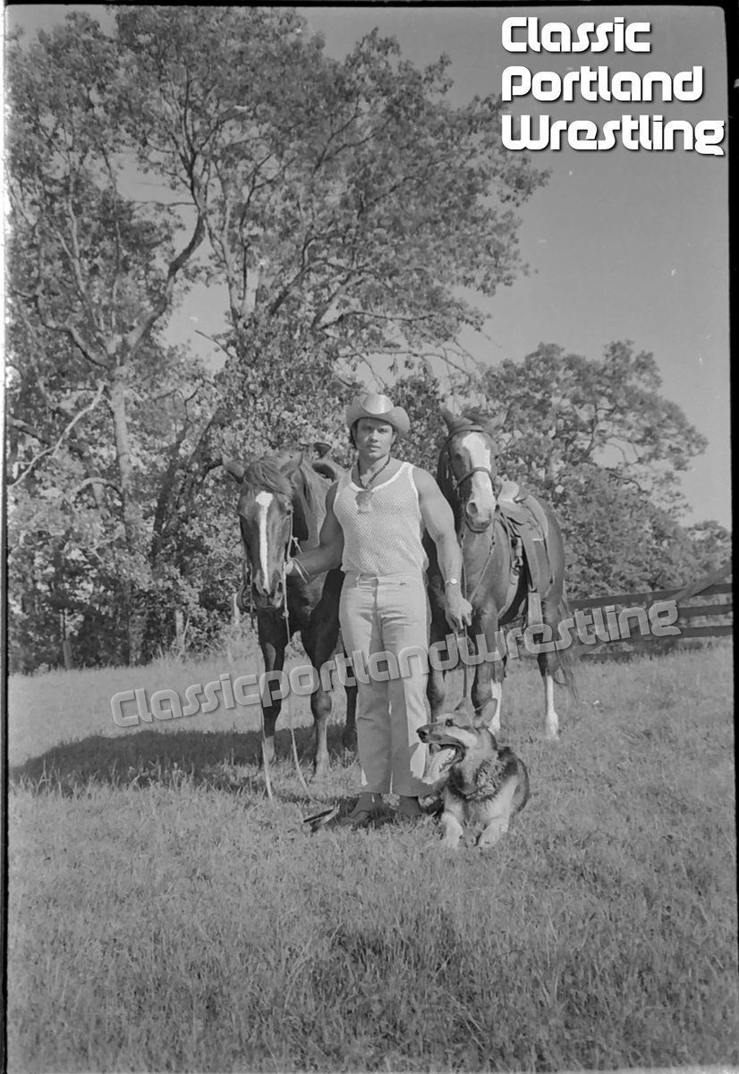 When Jimmy Snuka arrived in the Portland territory during his rookie year of 1971, he was saddled (🤠) with Cowboy Frankie Laine. I can almost say with certainty that this promo photo was shot during that same timeline. Photo by Bob Lynn