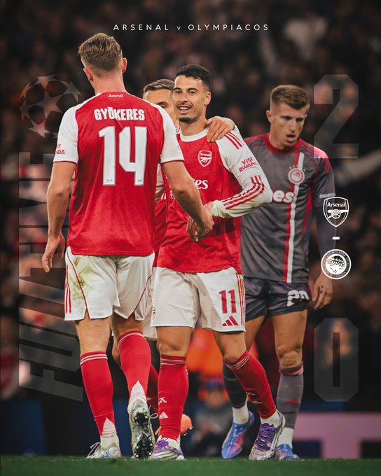 Full Time: Arsenal 2-0 Olympiacos