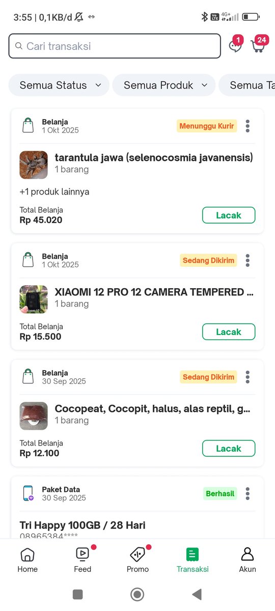 Spill checkout tokped