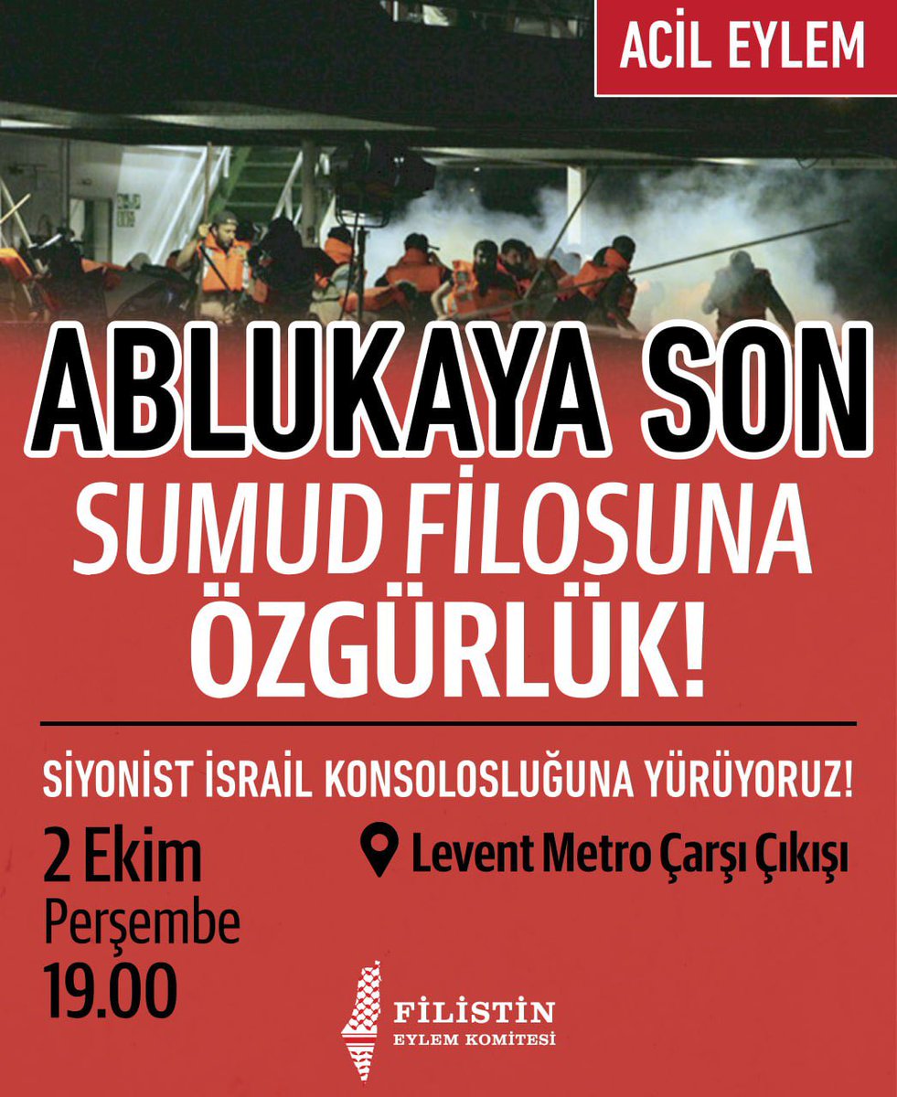 ‼️ Acil Eylem ‼️

Gazze’deki Siyonist ablukayı kırmak üzere yola çıkan Küresel Sumud Filosu, işgal askerleri tarafından saldırıya uğradı. 

Halkların dayanışması ablukayı yıkacak, soykırım bitecek, Filistin özgürleşecek!