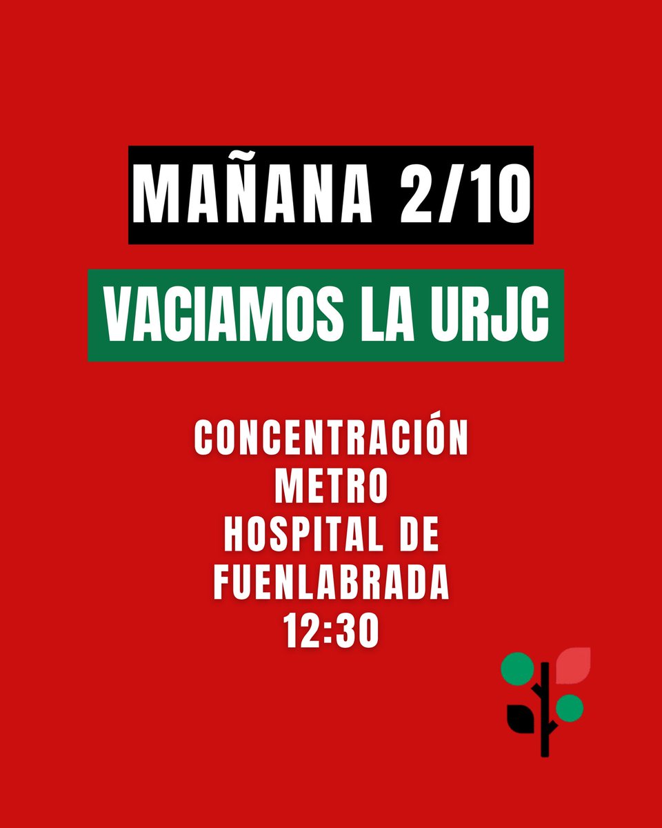 ‼️ HAN INTERCEPTADO LA FLOTILLA 

No nos harán cómplices, ruptura total de relaciones con el ente genocida de Israel. 

Mañana; 12:30 en el metro Hospital de Fuenlabrada. 

✊🇵🇸Palestina será libre.