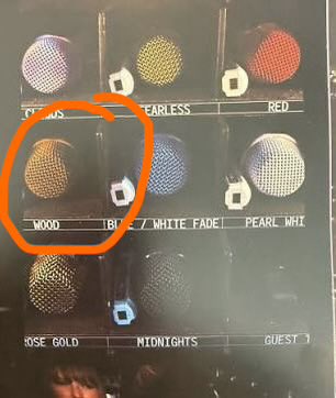 kcginger13's tweet photo. Did we remember that Tay’s Eras mic for folklore/evermore was called Wood? 😬🫣 https://t.co/rpHOZrTDoq