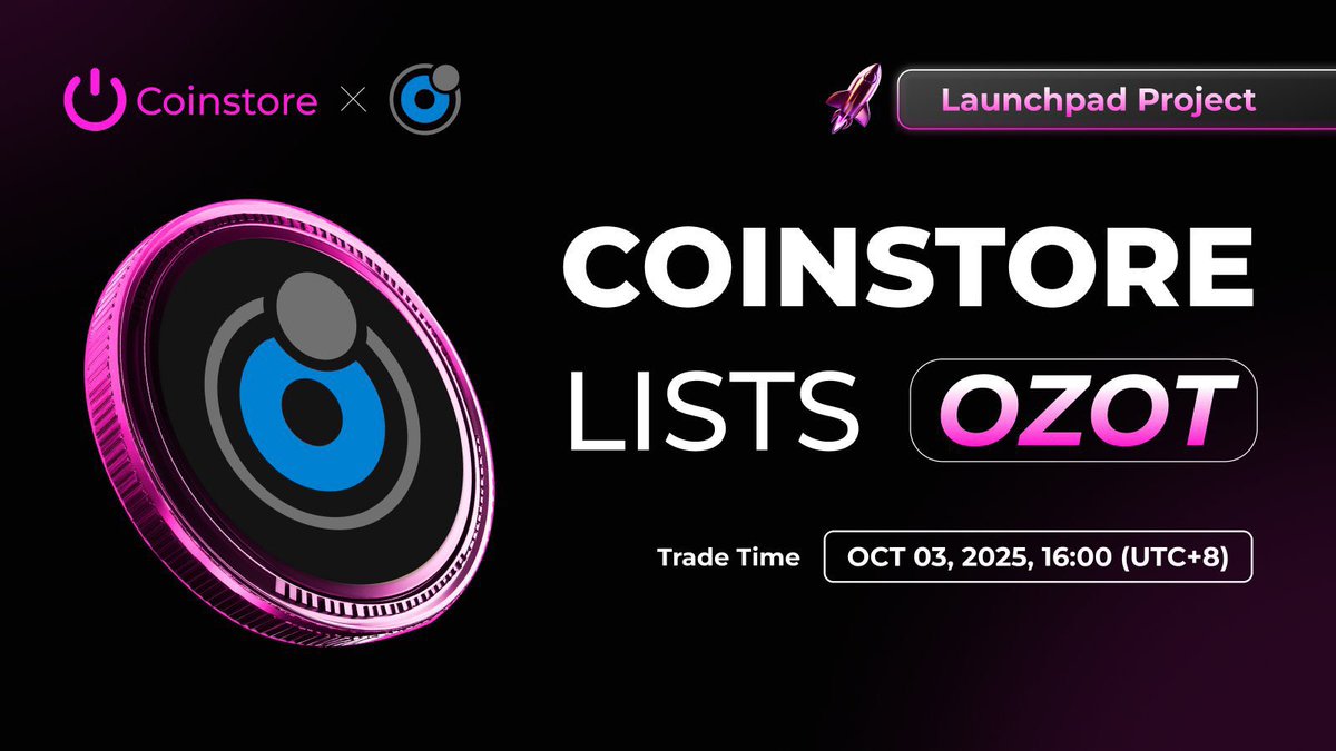 🚨 Coinstore Listing: $OZOT 
Pair: OZOT/USDT
Trade: Oct 3, 16:00 (UTC+8)
Deposit: Oct 6, 18:00 (UTC+8)
Withdraw: Oct 7, 18:00 (UTC+8)
🔗 support.coinstore.vip/hc/en-us/artic…
🌐 ozoliotoken.io | t.me/ozolio

#Coinstore #OZOT <a href="/CoinstoreExc/">Coinstore</a> #Launchpad