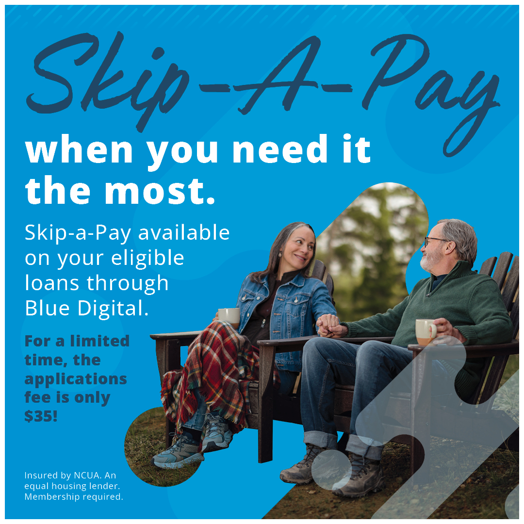 🎉 Skip your loan payment this holiday season for just $35—and we’ll donate $5 to Children’s Miracle Network hospitals. 

More flexibility for you. More miracles for kids. 💙

👉 Learn more and enroll today: bluefcu.com/skip/