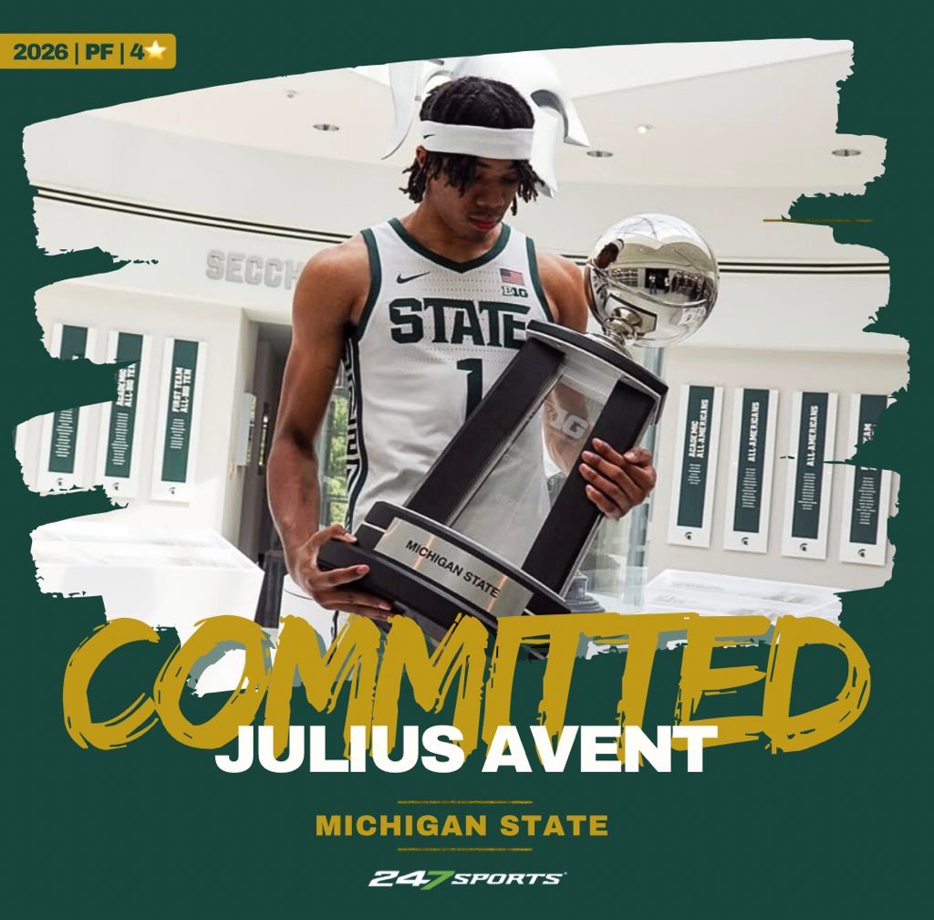 BREAKING: #MichiganState lands 2026 Bergen Catholic (NJ) four-star PF Julius Avent.

Seton Hall led early, but he canceled that visit to commit to MSU thanks to relationships &amp; effort.

Tom Izzo &amp; the Spartans are far from finished.

Read: 247sports.com/college/michig… (FREE)