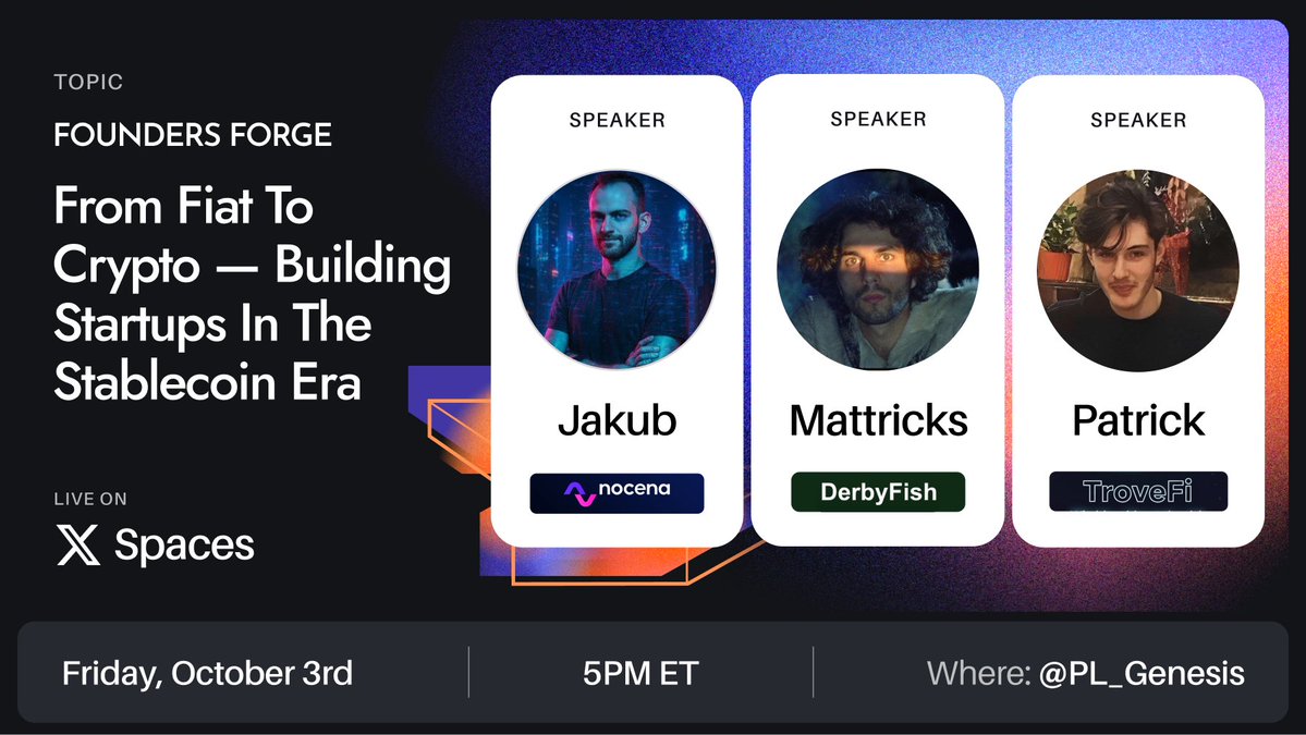 PL__Genesis's tweet image. After the Modular Worlds hackathon wrapped, we didn’t call it a day.
We launched Founders Forge, a bootcamp turning prototypes into real startups. 

Now the teams are building in public, and we’re checking in. 

First up: a convo on stablecoins, real-world payments &amp;amp; crypto UX!