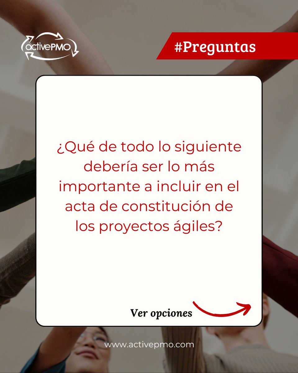 activepmo's tweet image. ¿Qué de todo lo siguiente debería ser lo más importante a incluir en el acta de constitución de los proyectos ágiles?

¿Acertaste? activepmo.com/2023/05/31/pre…

- activepmo.com -

#PMP #ActivePMO #pmpcertification #projectmanagement #pmpexamquestions #pmpexamprep #examenpmp
