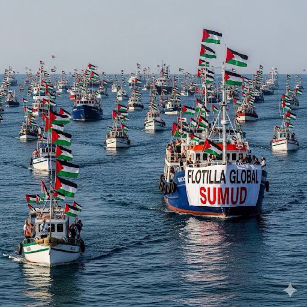 Amaçları sadece #Gazze’de açlıktan ölen masum insanlara yardım götürmek olan #Sumud Filosuna soykırımcı İsrail tarafından yapılan saldırıyı şiddetle lanetliyorum. 

Uluslararası sularda gerçekleştirilen bu müdahale başında katil Netenyahu’nun bulunduğu İsrail’in terörist bir yapı