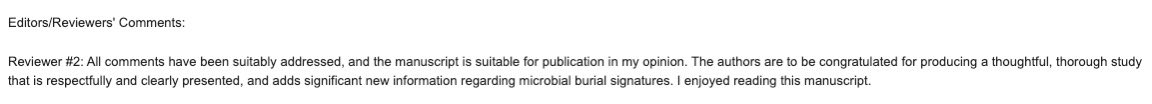the_carter_show's tweet photo. I just received a decision today on my NYABG human microbiome paper, which goes back to my PhD research. 🙃 

But this post isn’t only about the paper. After years of pushing through doubts, debates, &amp; tough reviews, I was surprised to get this from the infamous Reviewer #2 🥲: https://t.co/ZunobDuXWz