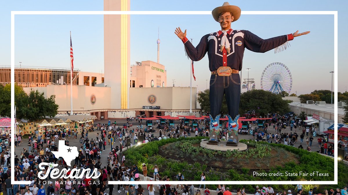 Its officially Texas State Fair season!

When you visit Big Tex, remember #oilandgas powers rides, food service and fun at the fairgrounds. 🎡🍿