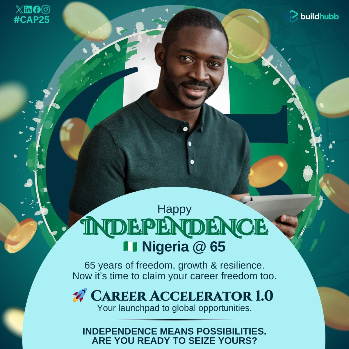 BuildHubb's tweet image. Happy Independence 🇳🇬

Freedom isn’t just national, it’s personal too.

It’s time to claim your career independence.

The Career Accelerator 1.0 is your launchpad to global opportunities.
Don’t just celebrate freedom, live it.

#CAP25 #independenceday2025