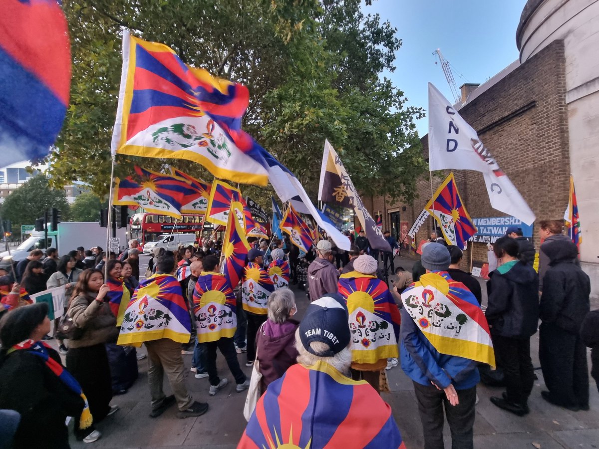 Today, united as #Uyghur, #Tibetan, #HongKong &amp; #SouthernMongolia, we protested at the proposed site of the CCP’s mega embassy to say no to transnational oppression and no to China’s mega embassy. 

Together we will win. ✊️

No Mega Embassy!

<a href="/MahmutRahima/">Rahima Mahmut</a> 
<a href="/freetibetorg/">Free Tibet</a>