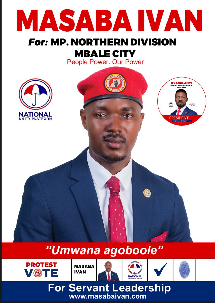 IvanMasaba1's tweet photo. I extend my sincere gratitude to the people of Northern Division constituency - Mbale City, and to the National Unity Platform for the trust you have placed in me to be your voice and representative in Parliament. https://t.co/ga3hC9GzWL