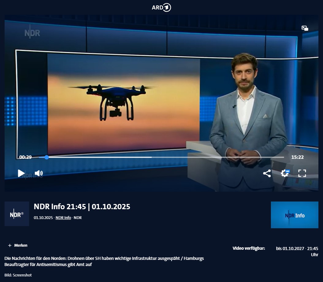 #Krisenforschung #Krisenmanagement #Krisenpsychologie #Spionage #Drohne #Kritis - Zur Reaktion auf die #Drohnenausspähung wichtiger #Infrastruktur - Interview mit #Krisenforscher Frank #Roselieb (NDR Info, 01. Oktober 2025) ardmediathek.de/video/ndr-info…