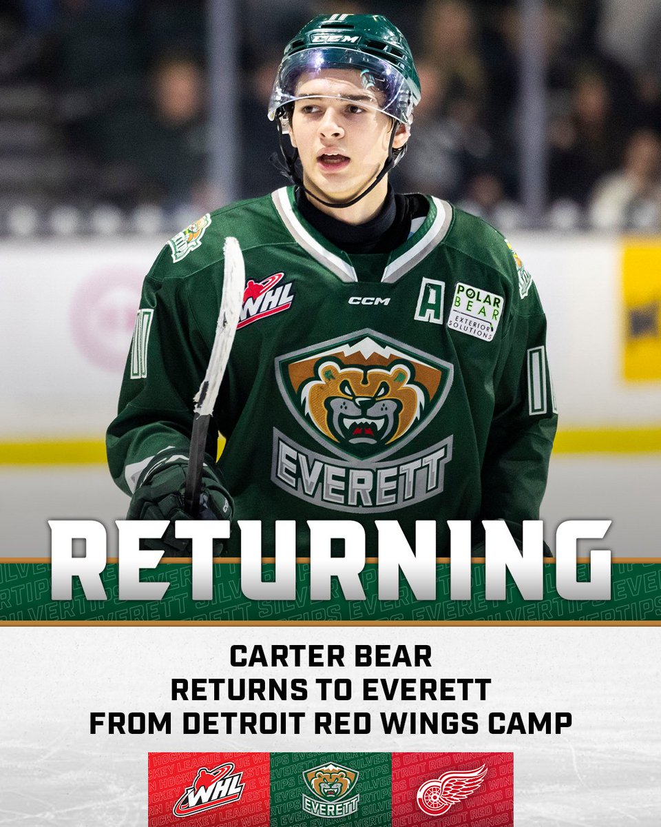 Back in Tips Country!

The <a href="/DetroitRedWings/">Detroit Red Wings</a> have announced that first-round selection Carter Bear has been returned to the @WHLSilvertips for the 2025-26 WHL Season.