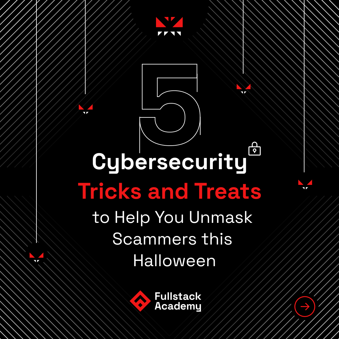 fullstack's tweet image. Did you know that in addition to Halloween, October is #CybersecurityAwarenessMonth? That’s why we’re sharing these 5 tips to help protect your data this spooky season. 🎃👻 fullstack.academy/5cybertricks