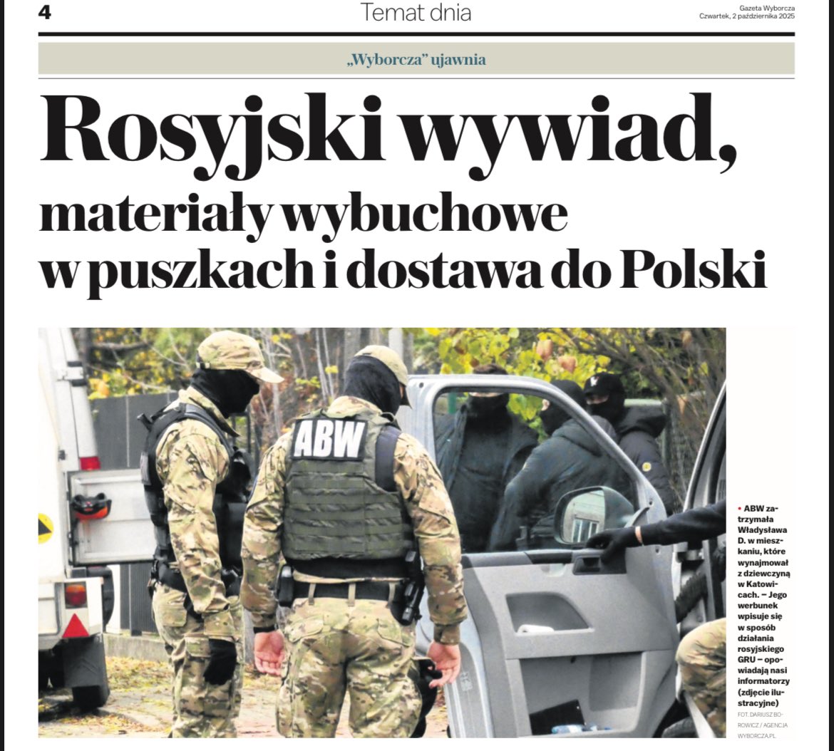 Szczegóły kolejnej operacji rosyjskiego wywiadu wojskowego GRU - tym razem prowadzonej na terenie Litwy, Polski
i Niemiec - do przeczytania w czwartek w „Wyborczej” i na wyborcza.pl