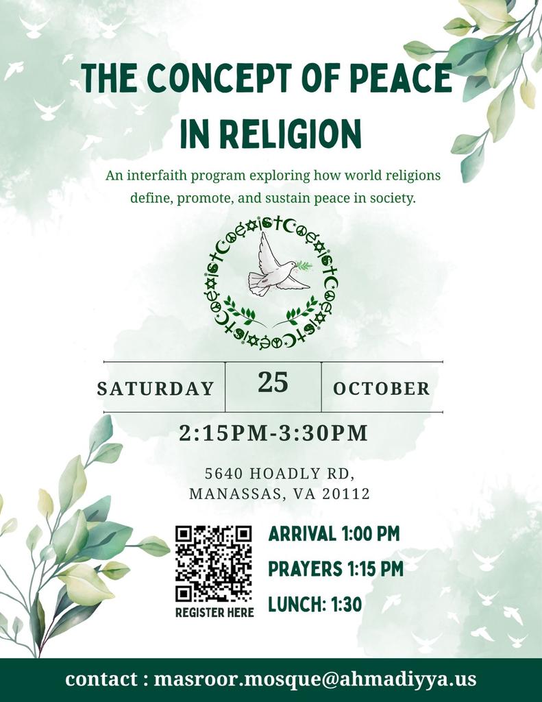 AgingKhadim's tweet photo. 📢 Religious Founders Day – Oct 25
Masroor Mosque, Manassas

Join us for an inspiring interfaith program with mareflections from faith leaders, followed by a Q&amp;A (time permitting).

🍴 Free lunch provided – families and friends welcome!

👉 Register here: https://t.co/A0FPBJTAye https://t.co/R0dMQOK6BV