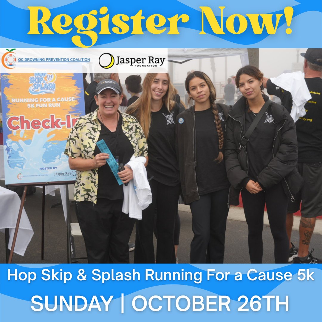 jasperrayorg's tweet image. 🌊👟 Registration is LIVE! Join us for the Hop, Skip, and Splash 5K, a high-energy event with a life-saving mission. 💦 Every step supports efforts to prevent childhood drownings. Sign Up Here: runsignup.com/Race/CA/Huntin… #HopSkipAndSplash #RaceForACause #StepUpForSafety #MakeAWave