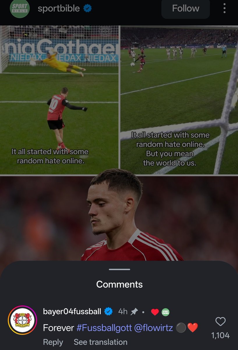 footy_road's tweet photo. Bayer Leverkusen supporting Florian Wirtz during his tough start at Liverpool https://t.co/GqKzoH2Uct