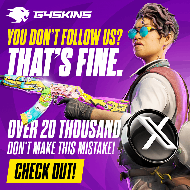 g4skinsdotcom's tweet photo. More than 20k players can’t be wrong – following on X is the easiest way not to miss anything important from G4Skins!