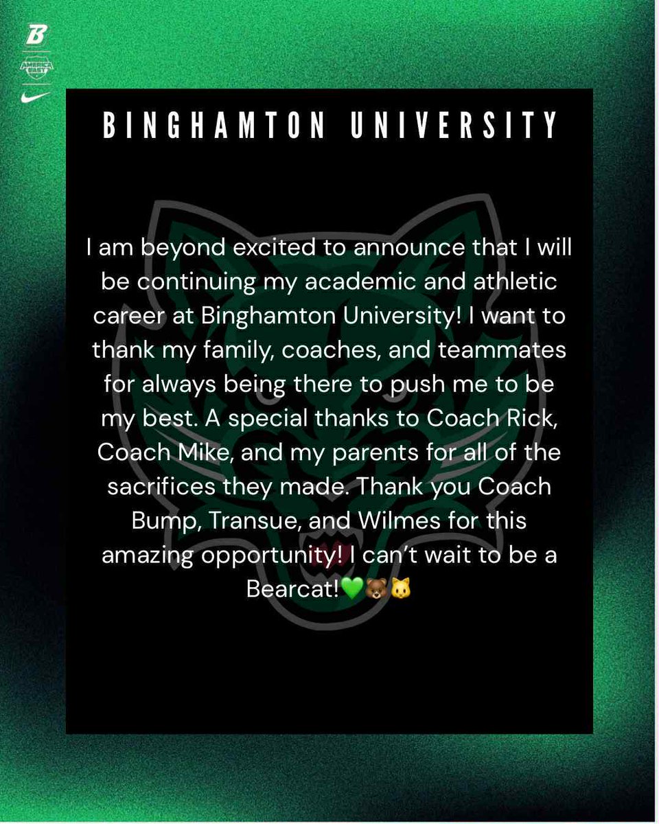 Binghamton got themselves a good one! Congratulations, Skylar and Family! ... and Go Bearcats!