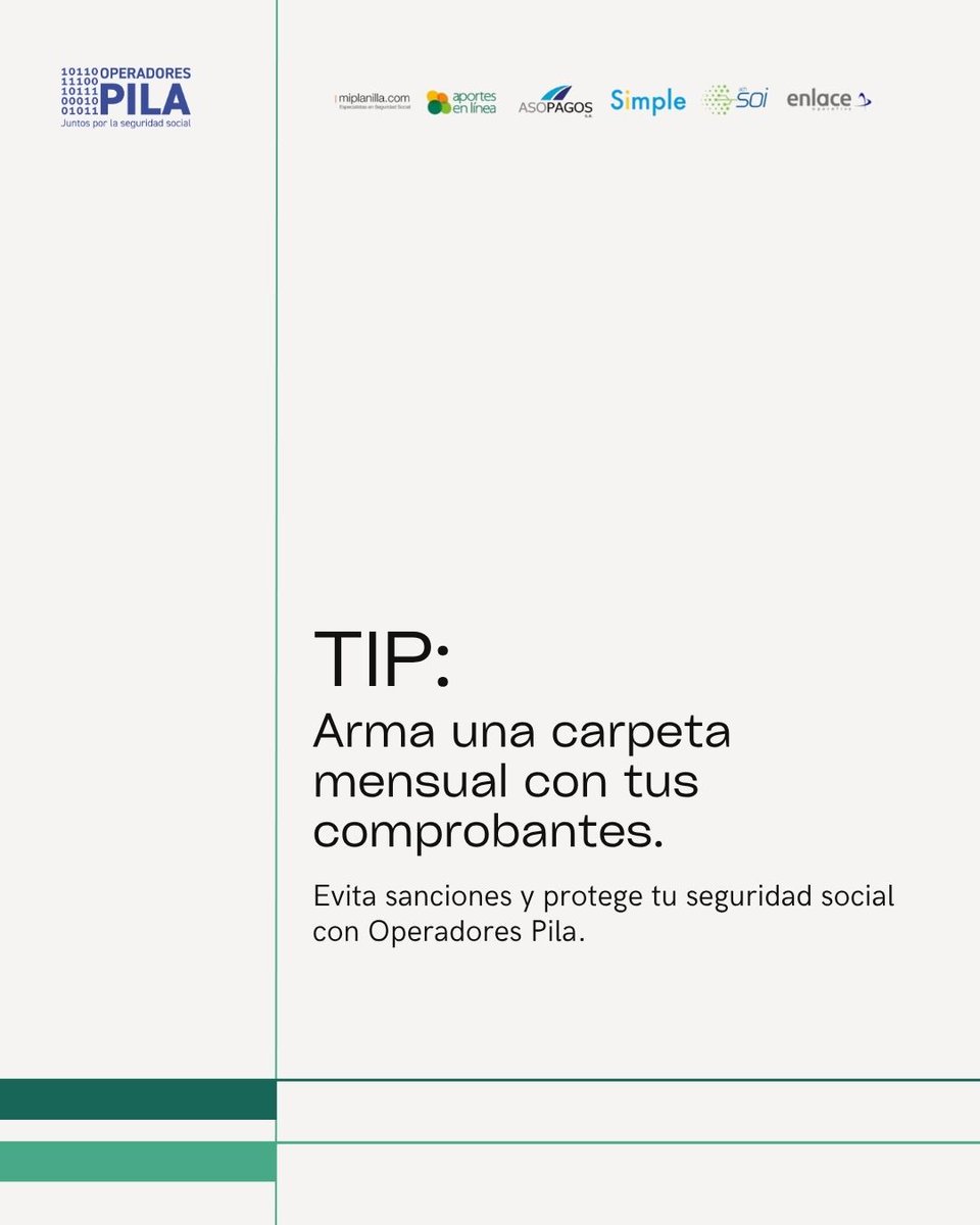 💻 Verifica tu pago de PILA en 3 pasos:

1️⃣ Ingresa a miseguridadsocial.gov.co

2️⃣ Revisa que tu planilla esté Pagada/Aprobada

3️⃣ Descarga y guarda el PDF

Evita sanciones y protege tu seguridad social.

#PilasConLaPILA #SeguridadSocial