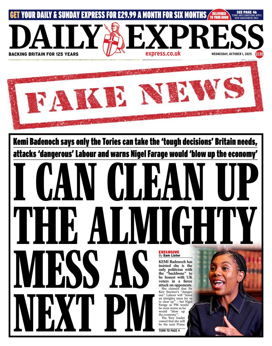 Kemi Kasi Bad Enough  could not clean up her kitchen sink, and was part of the 14 years of wretched corrupt inept Tory Govt that created the bloody mess.
<a href="/Daily_Express/">Daily Express</a>  <a href="/KemiBadenoch/">Kemi Badenoch</a>