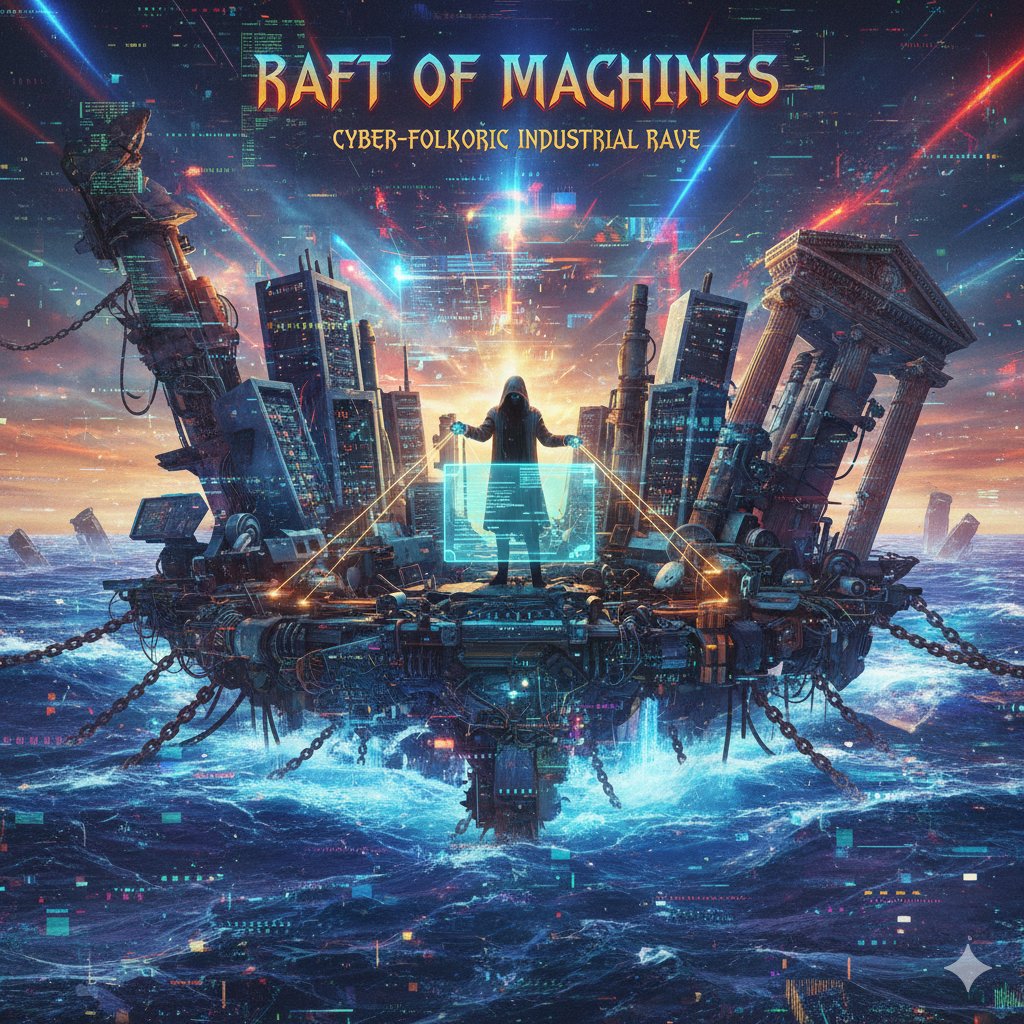 DemonSynth's tweet image. Can&apos;t believe I birthed this monster: &apos;Raft of Machines&apos; - Cyber-Folkloric Industrial Rave gone feral. Aggrotech + Neoclassical Dark Wave + Hardpsy in a schizophrenic blitz. Who&apos;s ready to rage? 🎛️🌌🔥 suno.com/s/mj8RkwNFYW66… #AIMusic #IndustrialRave #SimulationTheory