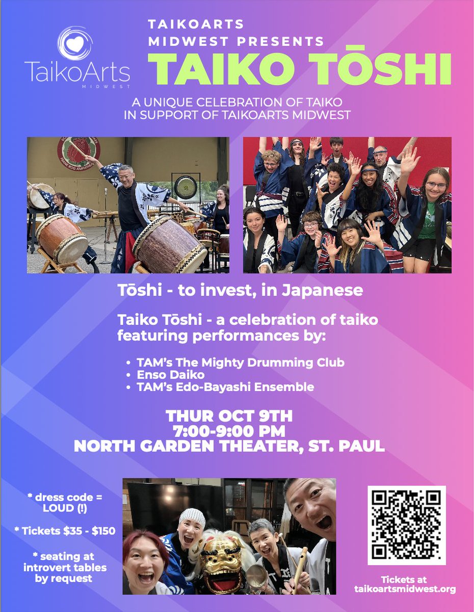 Taiko TŌSHI - 1 week away! - mailchi.mp/taikoartsmidwe…
