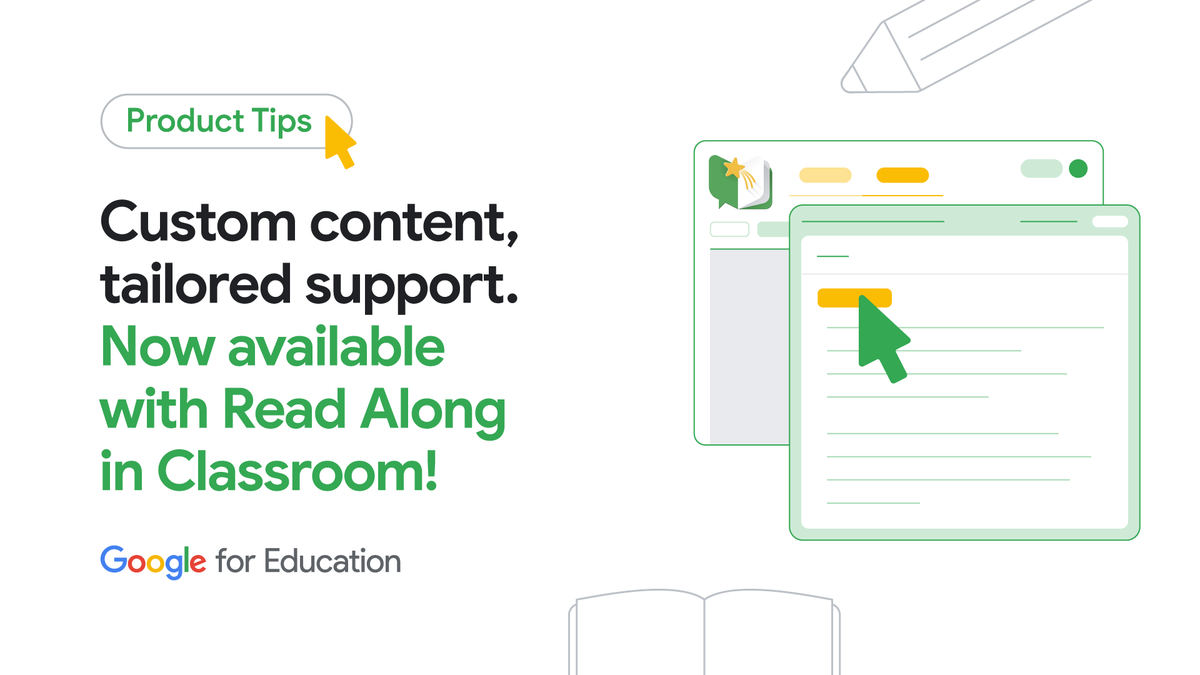 Talk about a plot twist! With Read Along in #GoogleClassroom, educators can now create brand new stories with Gemini OR upload your own materials for more personal reading practice. Are you ready for the next chapter in personalized learning? 📖 goo.gle/42jtcrP