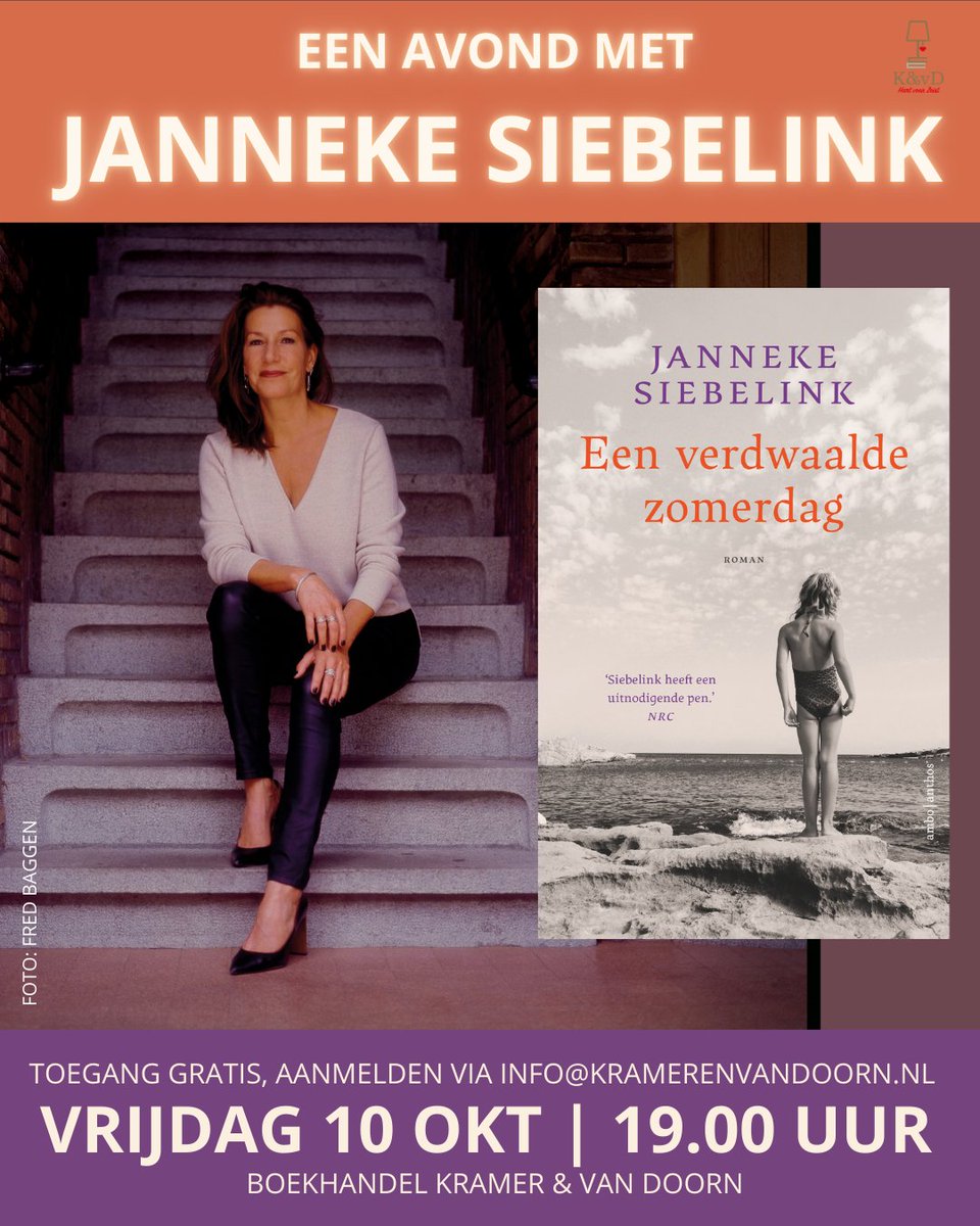 Op vrijdagavond 10 oktober komt schrijfster Janneke Siebelink langs bij boekhandel Kramer &amp; van Doorn. Zij wordt die avond geïnterviewd over haar boek Een verdwaalde zomerdag, dat speelt in Zuid-Afrika. Er is ruimte om vragen te stellen. Toegang gratis
Zie zeistermagazine.nl/jannekesiebeli…