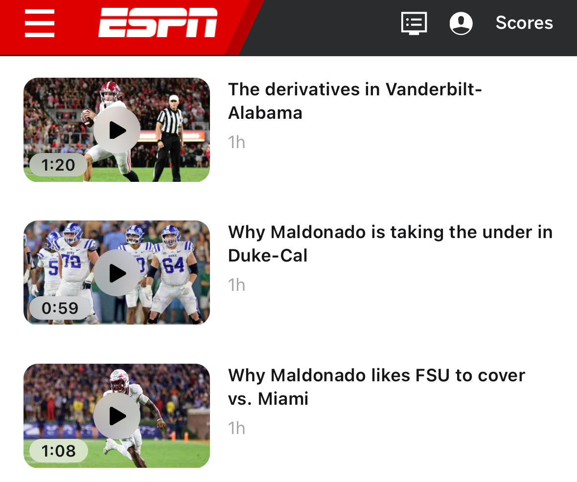 video content ≠ articles

always additional info / lessons / nuggets 

week 6 vids
espn.com/search/_/q/pam…