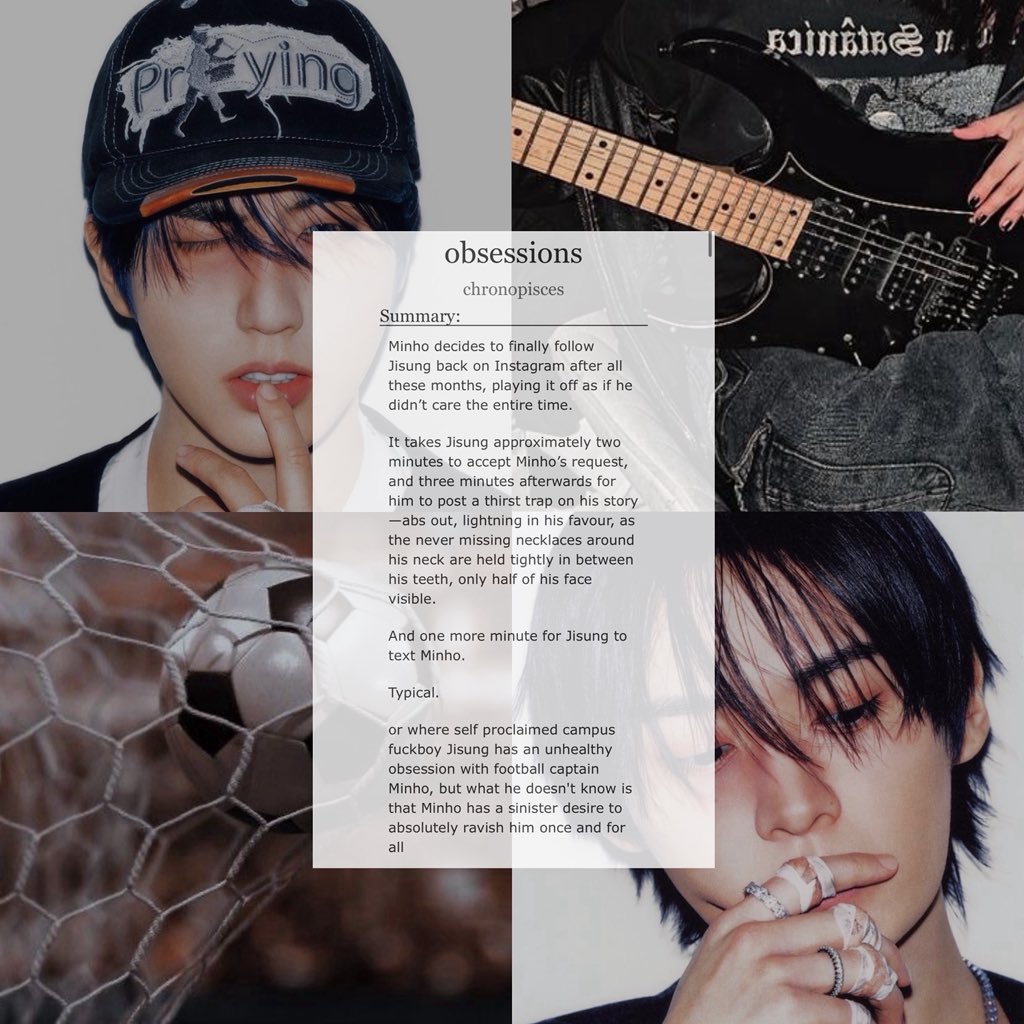 obsessions 

- mnsng
- college au
- football captain mnho/emo fvckboy jsng
- one shot
- explicit
- 11,3K words

🔗archiveofourown.org/works/71679861…