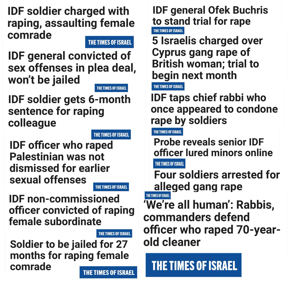 ZaynabZaytoon's tweet photo. @VividProwess The IDF are fighting the urge to rape… and they’re losing. https://t.co/L7pwkq1BxJ