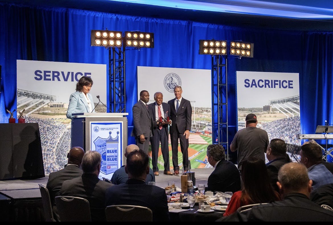 JermaineReed's tweet photo. What an honor! I accepted the Alvin Brooks Award at the 76th Law Enforcement Appreciation Luncheon.

To receive an award named for a legend, mentor, and friend is truly special. 

Thank you to the Kansas City Metropolitan Crime Commission for recognizing my commitment to service alongside Mr. Brooks these past 30+ years.

#AlvinBrooksAward #KCMO #Community

📸: @MCCKansasCity @KCCrimeStop