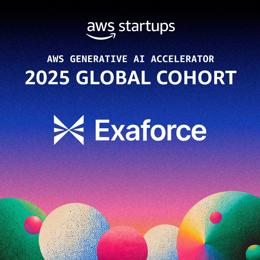 Thrilled to announce that Exaforce has been selected for the 2025 AWS Generative AI Accelerator! 🚀 <a href="/AWSstartups/">AWS Startups</a> 

#AWS #AWSStartups #GenerativeAI #AWSAccelerator #AISOC