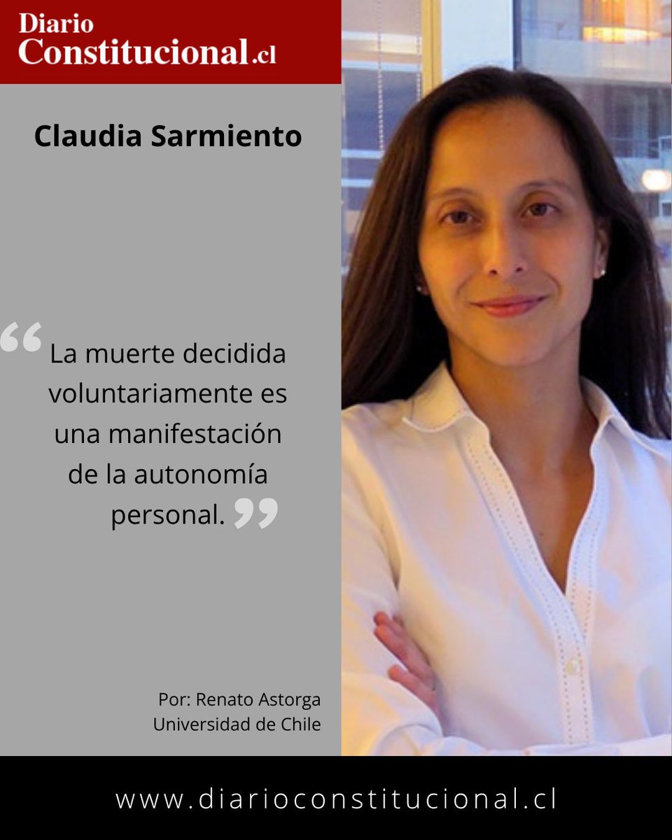 🗣 Claudia Sarmiento sobre eutanasia en Chile
“La muerte voluntaria es una manifestación de la autonomía personal”, sostiene la abogada. Aborda los desafíos constitucionales y de legalidad de la eutanasia.
Más info 👉 diarioconstitucional.cl/entrevistas/cl…
#Eutanasia #Autonomía