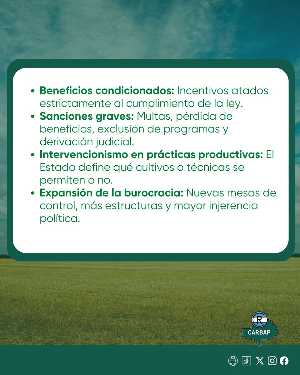 CARBAP_ARG's tweet photo. 📢 #CARBAPdice
Rechazamos el proyecto de Ley de Suelos elaborado por el CIAFBA, esto avanza sobre la propiedad privada de los productores imponiendo controles, sanciones y burocracia que nada aportan al cuidado real del recurso.

@PabloGinestet @kovavete @Carlosmbilbao @Gagavet1984 @BumperCrop1 @BichosdeCampo 

#SomosCARBAP #SomosCampo #SomosProductores