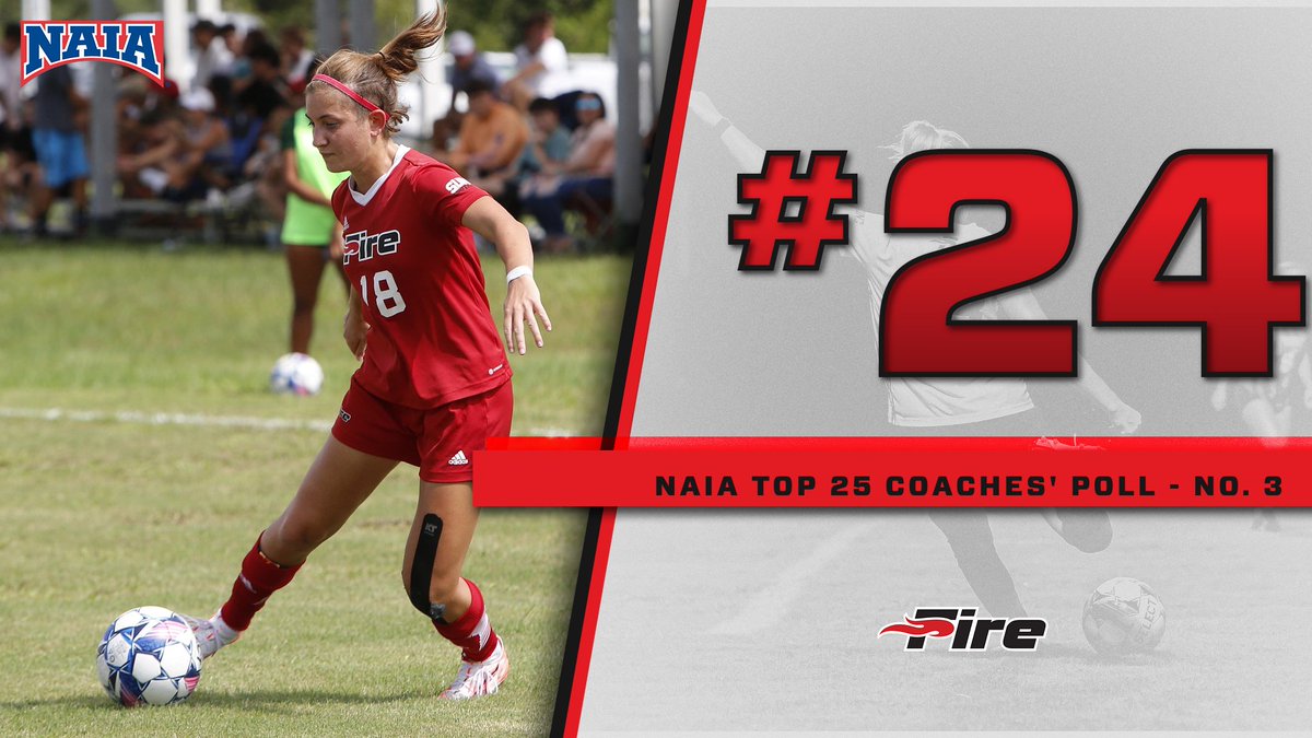 FireAthletics's tweet photo. Fire Women's Soccer joins the @NAIA Women's Soccer Top 25.

#FuelTheFire🔥 #TheRightWaytoPlay @SunConference https://t.co/1ITaTvL26J