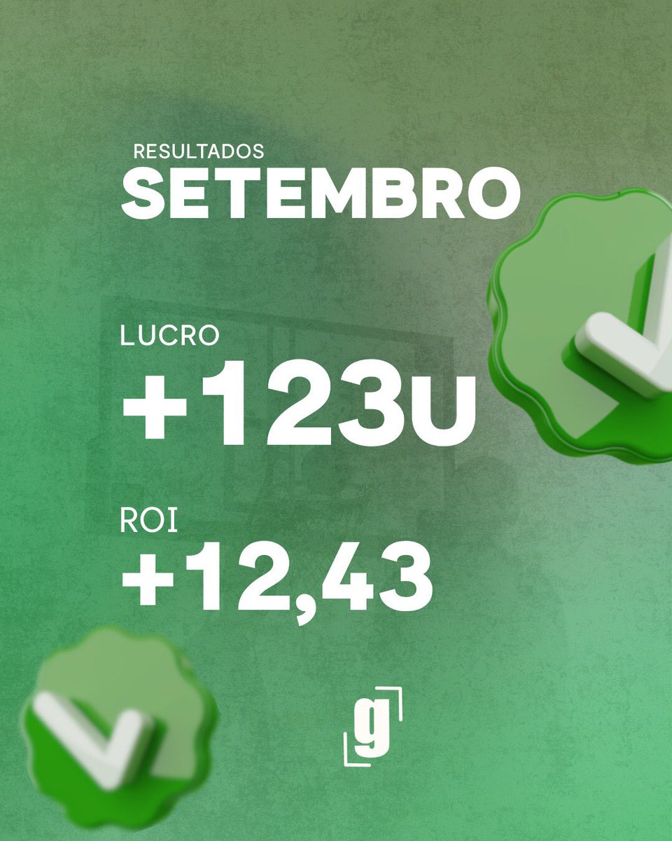 ControlAltGreen's tweet image. RESULTADOS DE SETEMBRO 🔥

Foi mais um mês incrível em nosso grupo gratuito de E-basket!

🔝 Em setembro tivemos nosso RECORD de GREENS CONSECUTIVOS: 21 ✅

E o melhor de tudo... +123u de lucro no total! 🔥🚀

📈 +123 unidades
🎯 ROI de +12,43

TUDO GRATUITO!!!